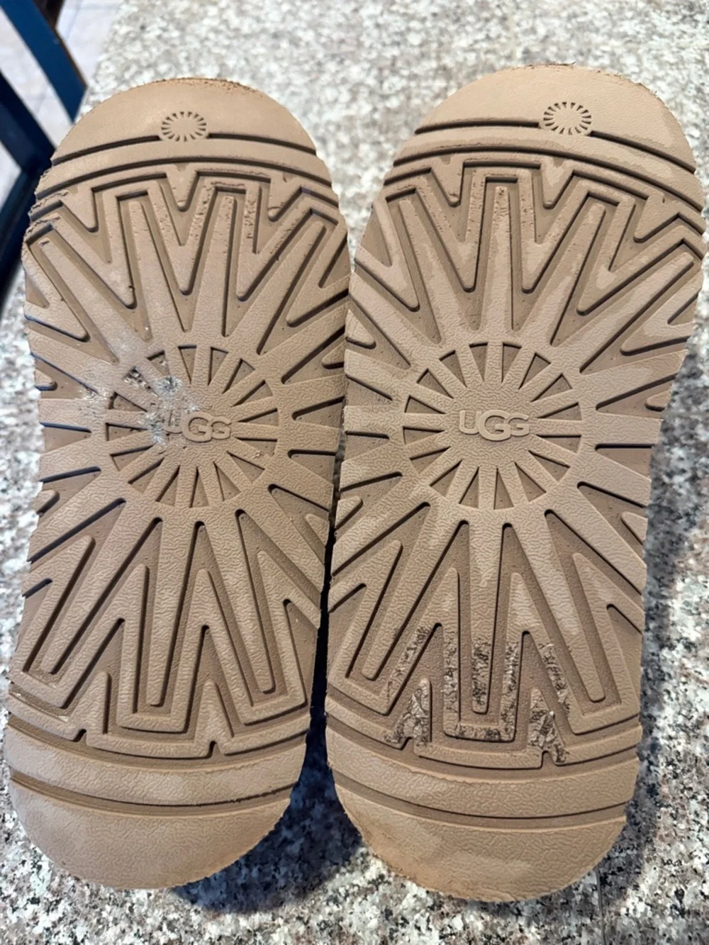 UGG Chestnut Brown Suede Platform Slip-On Clogs with Red Trim - Picture 2 of 4